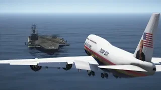 Air Force One (747) Emergency Landing On Aircraft Carrier | GTA 5