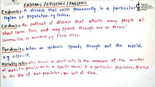 What is Endemic,Epidemic,Pandemic and Mortality Rate?Quick Way to remember in Hindi and Urdu.