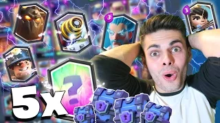 5 LEGENDARY CARDS OPENING SUPERMAGICAL CHESTS!! - Clash Royale