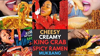 🦀🌶️🍜 SAUCY KING CRAB WITH SPICY RAMEN | Ultimate Seafood ASMR! | MUKBANG COMPILATION🌶️🔥🦐