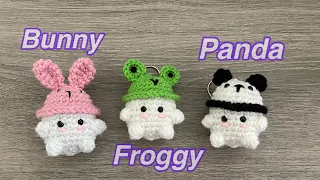 Crochet Baby 🍄Mushrooms Baby Mushroom Keychain 🐸🐼🐰 Froggy, Panda Bear and Bunny🥰