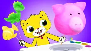 Cotton candy song | Pink, Yellow, Green, Big Rainbow cotton candy | Kids  Song by Bamboo Sky