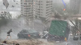 Storm of the year strikes China! Level 3 Tornado with Hail stones battered Guangzhou