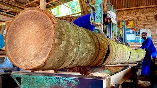 Teknik Penggergajian kayu kelapa super tua: penggergajian kayu buatan rumah sederhana