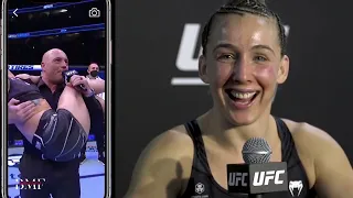 Vanessa Demopoulos' reaction to her jump on Joe Rogan arms after the fight 😅