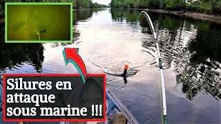 J'ATTAQUE LE SILURE AU BOUCHON - PECHE AU VIF EN KAYAK