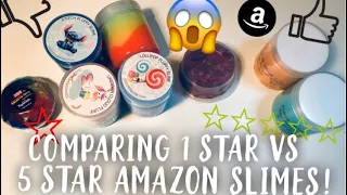 COMPARING 1 STAR VS 5 STAR SLIMES ON AMAZON! // reviewing 1 star, 2 star, 3 star, 4 star, & 5 stars