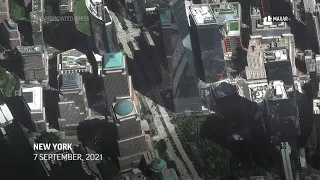 Satellite shows before and after images of 9/11 attacks