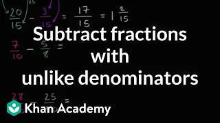 Subtracting fractions with unlike denominators