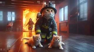 Sad cat story Twin kittens trapped in the flames 🐱😱🐱 #catstory #cats #aicat #ai #poorcat