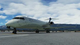 Flying a RNAV GPS Approach in the Bombardier CRJ 550 in Microsoft Flight Simulator at Hollister Muni