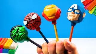Making Lollipop mix Hulk, Spiderman, Iron man, Captain America with clay 🧟 Polymer Clay Tutorial