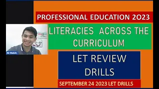 PROFESSIONAL EDUCATION CURRICULUM LITERACIES LET REVIEW DRILLS SEPTMBER 2023