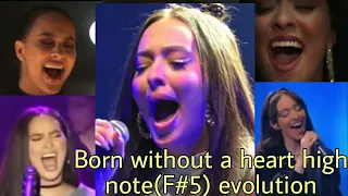 Faouzia-Born without a heart high note (F#5) live performance // Vocal Evolution (Part 2)