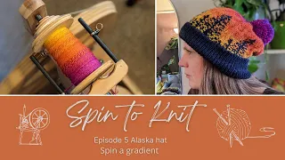 Spin to knit Alaska hat - spin a graident yarn