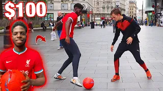 PUBLIC NUTMEGS in LONDON with SV2! ($100 Football Challenge)