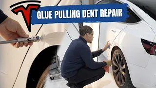 Glue Pulling a Tesla Model 3