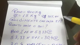 Cálculo da arroba do boi com rendimento de carcaça #shorts #pecuaria #agro #boi
