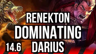 RENEKTON vs DARIUS (TOP) | 6 solo kills, 7/1/1, 300+ games, Dominating | KR Master | 14.6