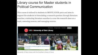 Library course for Master students in Political communication