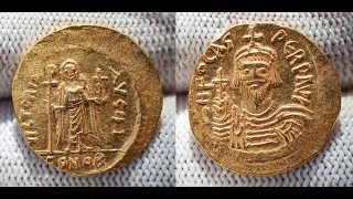 Обзор монет : Византия. Солид. Император Фока. 602-610 гг. Золото антики.