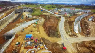 Bahnprojekt Stuttgart-Ulm - Albvorlandtunnel Westportal im Februar 2021