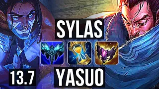 SYLAS vs YASUO (MID) | Legendary, 17/4/8, 900K mastery | KR Master | 13.7
