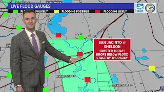 Crest updates for San Jacinto River and Trinity River at 10 p.m. on May 4
