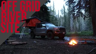 Solo Off Grid Riverside Camping in the Pacific Northwest | No Talking (ASMR) | Tacoma Overland