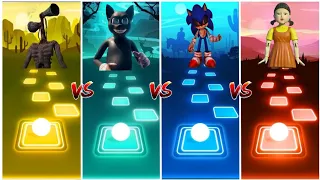 Squid Game vs Sonic Exe vs Cartoon Cat vs Siren Head - Tiles Hop EDM RUSH