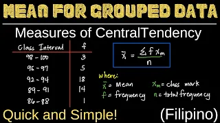 Mean for Grouped Data | Measures of Central Tendency | Statistics | Filipino Math Tutorial