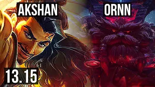 AKSHAN vs ORNN (TOP) | 7 solo kills, 1300+ games, 1.5M mastery, Legendary | KR Grandmaster | 13.15