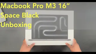 Macbook Pro M3 16 inch space black unboxing (No narration / no commentary)