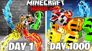 I Survived 1000 Days As An ELEMENTAL TIGER in HARDCORE Minecraft! (Full Story)