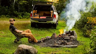 Overland Truck Camping In A Thunderstorm With Heavy Rain