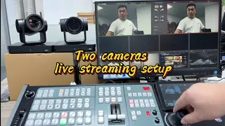 Two cameras live streaming setup with the Zoomking new design video switcher .