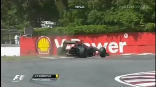 F1 2011 Canada FP2 D'Ambrosio Crashes