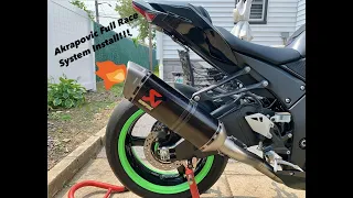 2021 Kawasaki zx10r Akrapovic Full Racing Exhaust System Install!!
