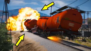 GTA 5 Train Accident Movie (Train Crashes Into Truck) Train Crash Scene