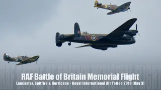 Battle of Britain Memorial Flight - Lancaster, Spitfire & Hurricane - RIAT 2019  (Day 3)