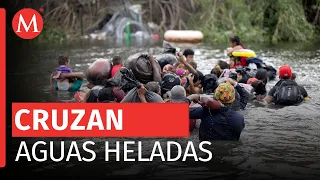 Migrantes siguen cruzando el Río Bravo pese a temperaturas de -2 grados