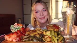 MUKBANG | Запеченный картофель, сосиски, куча овощей | Baked potatoes, sausages не ASMR