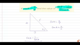 If `costheta=3/5`, find the value of `(sintheta-1/tantheta)/(2tantheta)`