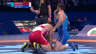 1/4 FS - 97 kg: A. SADULAEV (RUS) df. E. ODIKADZE (GEO) by VSU, 10-0