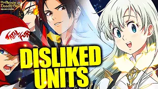 MY TOP 10 MOST DISLIKED UNITS IN GRAND CROSS!! | Seven Deadly Sins: Grand Cross