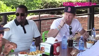 Diddy Takes Over Mark Wahlberg's 'Wahlburgers' Restaurant During Lunch With DJ Khaled 6.13.18