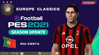 RUI COSTA face+stats (Europe Classics) How to create in PES 2021