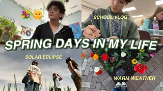 SPRING DAYS IN MY LIFE | solar eclipse, school vlog, + warm weather