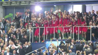 Cristiano Ronaldo lifts the trophy - Portugal Euro 2016 Winners!