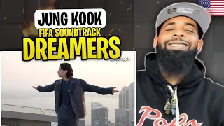 AMERICAN RAPPERS REACTS TO -정국 Jung Kook (of BTS) featuring Fahad Al Kubaisi - Dreamers | FIFA World